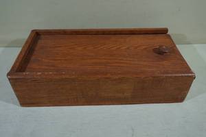 lot 168 image: Wood Storage Box with Sliding Top