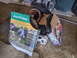 lot 129 image: (2) Boxes of Drip Tape, Window Box Planters and Landscaping Fabric
