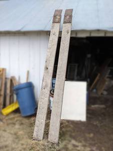 lot 190 image: Pair of Heavy Duty Oak Board Ramps - Overall 101 Long x 7 Wide x 2 Thick
