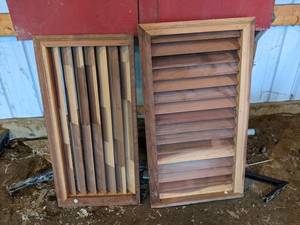 lot 199 image: Pair of Cedar Louvers - Fit Openings of 18 x 36 and 16-12 x 33-12