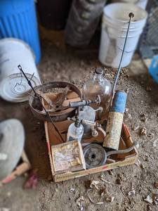 lot 217 image: Antique Brass Torch, Sprayers, Pulley and More