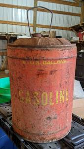 lot 216 image: Vintage 6-14 Gallon Steel Gas Can