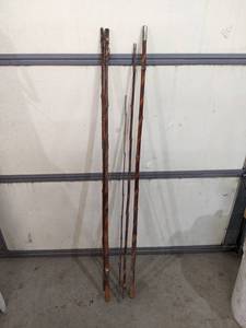 lot 238 image: Pair of Vintage Cane Fishing Poles - Each is about 11 Long - One is missing tip eyelet