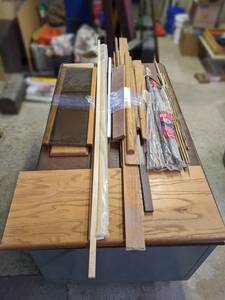 lot 246 image: Lot of 36 Bamboo Stakes, Carpet Transition Metal, Wood Trim and More - Longest Piece is about 81