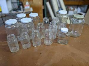 lot 249 image: Lot of (6) Gallon Glass Jars, and Various Style Quart Jars