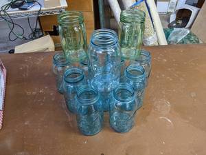 lot 254 image: Lot of (12) Blue Ball and Atlas Mason Jars