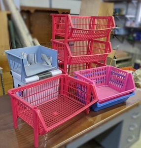 lot 257 image: Lot of Stackable Storage Bins and More - The Red ones are 20 x 15 x 9 Each