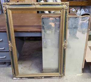 lot 276 image: Vintage Ornate Frame w Mirror - Needs to be Assembled - Small chip in the mirror, but should be covered by the frame - 31 x 43