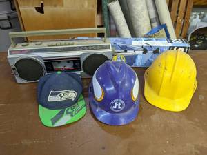 lot 304 image: 58 Tripod, Vintage Panasonic Radio, Vikings Hardhat and More