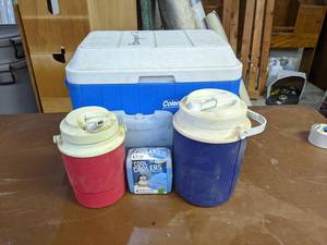 lot 305 image: Coleman Chest Cooler and (2) Water Jugs