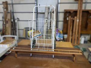 lot 330 image: Folding Grocery Cart and Decorative Shelf - Shelf Measures 48 long