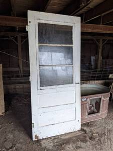 lot 358 image: Solid Wood Door with 3 Glass Pane Window
