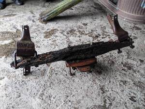 lot 372 image: Sleigh Hardware with Old Oak Mounting - Measures about 3-12 wide 104 imprinted in Cast Iron