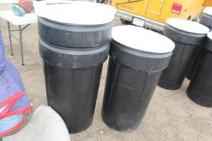lot 19 image: Lot of (3) Eagle Lab Pack Open Head HDPE Storage Drum with Lid 1655