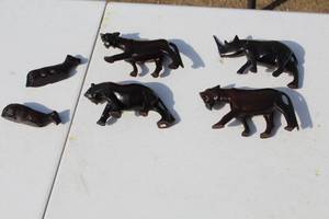 lot 75 image: Lot of (6) Animal Figurines - Rhino, Tiger, Lamb