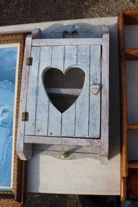 lot 94 image: Wood Heart Theme Hinged Door Wall Display Cabinet