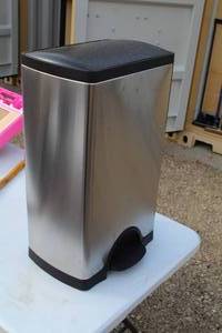 lot 97 image: Stainless SteelPlastic Flip-top Garbage Can