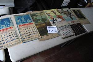 lot 111A image: Lot of (6) Vintage Calendars - 1937 St. Paul Milk Company, 1925 Early Morning At Tarpon Springs by Brown & Bigelow, 1948 The Lighthouse Inc, 1942 Mallards by Minnesota Paper & Cordage, 1938 Carrier Greeting by The St. Paul Daily News