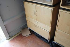 lot 155 image: Wood Storage Cabinet 1-drawer2-door