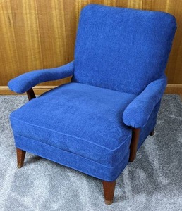Beautiful Bright Blue Chair with Wood Frame