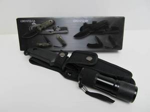 New in Box Tactical Knife &amp Flashlight Set wCase
