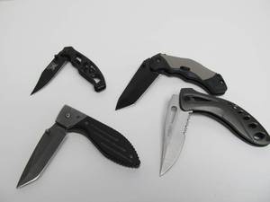 Group of 4 Heavy Duty Tactical Knives - Schrade Camillus etc