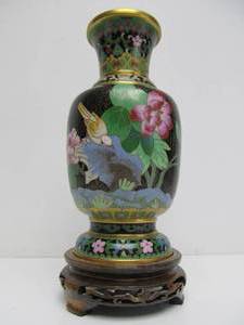 Nice Vintage Japanese Cloisonne Vase wBird Decoration