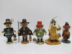 Lot of 5 German Wooden Smoker Dolls&nbsp