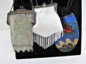 3 Vintage BeadedMesh Flapper Purses