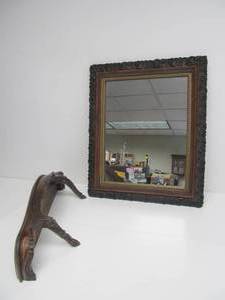 Ornate Vintage Framed Wall Mirror wWall Shelf
