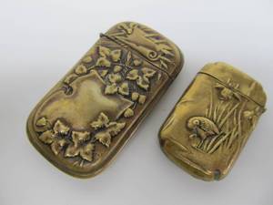 2 Antique Brass Match Safes