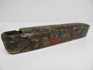 Old Vintage Sliding Top Painted Wood Box