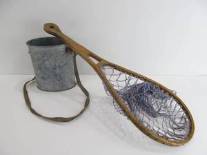 Vintage Trout Fishing Wooden Net &amp Wade Bucket