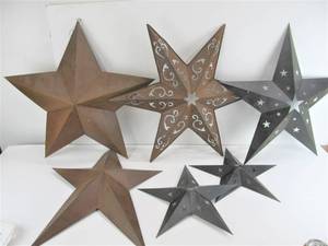 Lot of 6 Metal Wall Display Decor Stars