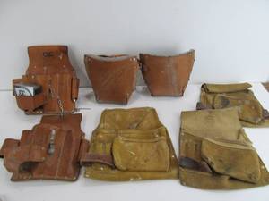 Group of Leather Tool Belts &amp Knee Pads