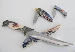 3 Assorted Knives wPatriotic Design