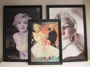 3 Large Framed MARILYN MONROE Art Prints