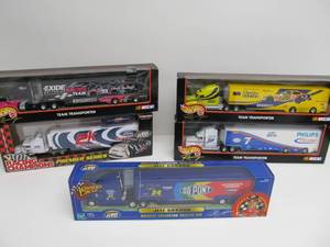 5 Large Diecast Racing Semi Trucks