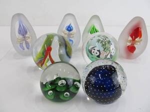 Group of Hand Blown Art Glass Paperweights etc