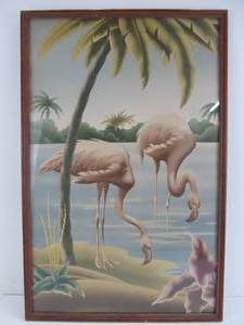 Vintage 1940s-50s Mid Century TURNER Flamingo Print