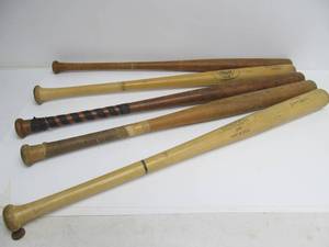 Lot of 5 old Vintage Wooden SoftballBaseball Bats