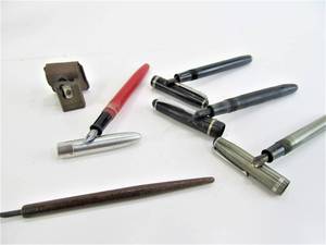 Group of Vintage Fountain Pens &amp West German Pencil Sharpener
