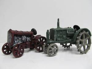 2 Antique Style Cast Iron Tractors
