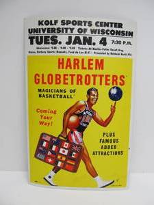 Original Vintage HARLEM GLOBETROTTERS 1960s-70s Cardboard Advertising Poster