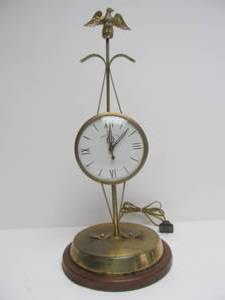 Vintage Brass SESSION United Tall Banjo Style Clock wEagle Finial
