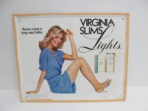 Vintage Metal VIRGINIA SLIMS Lights Advertising Sign