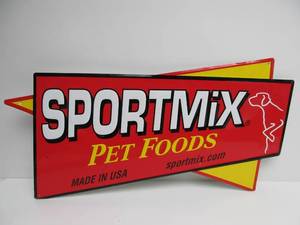 Embossed SPORTSMIX Diecut Metal Pet Food Advertising Sign