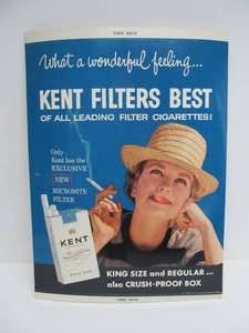 Vintage 1960s Era KENT Cigarettes Store Display Advertising Easel Sign