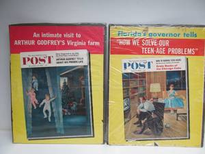 2 Large Vintage 1950s Saturday Evening Post Advertising Posters