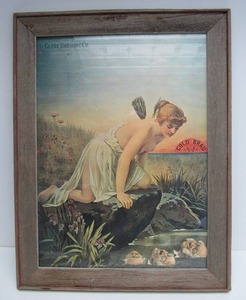Large Antique Style GLOBE Brewing Company Beer Advertising Poster